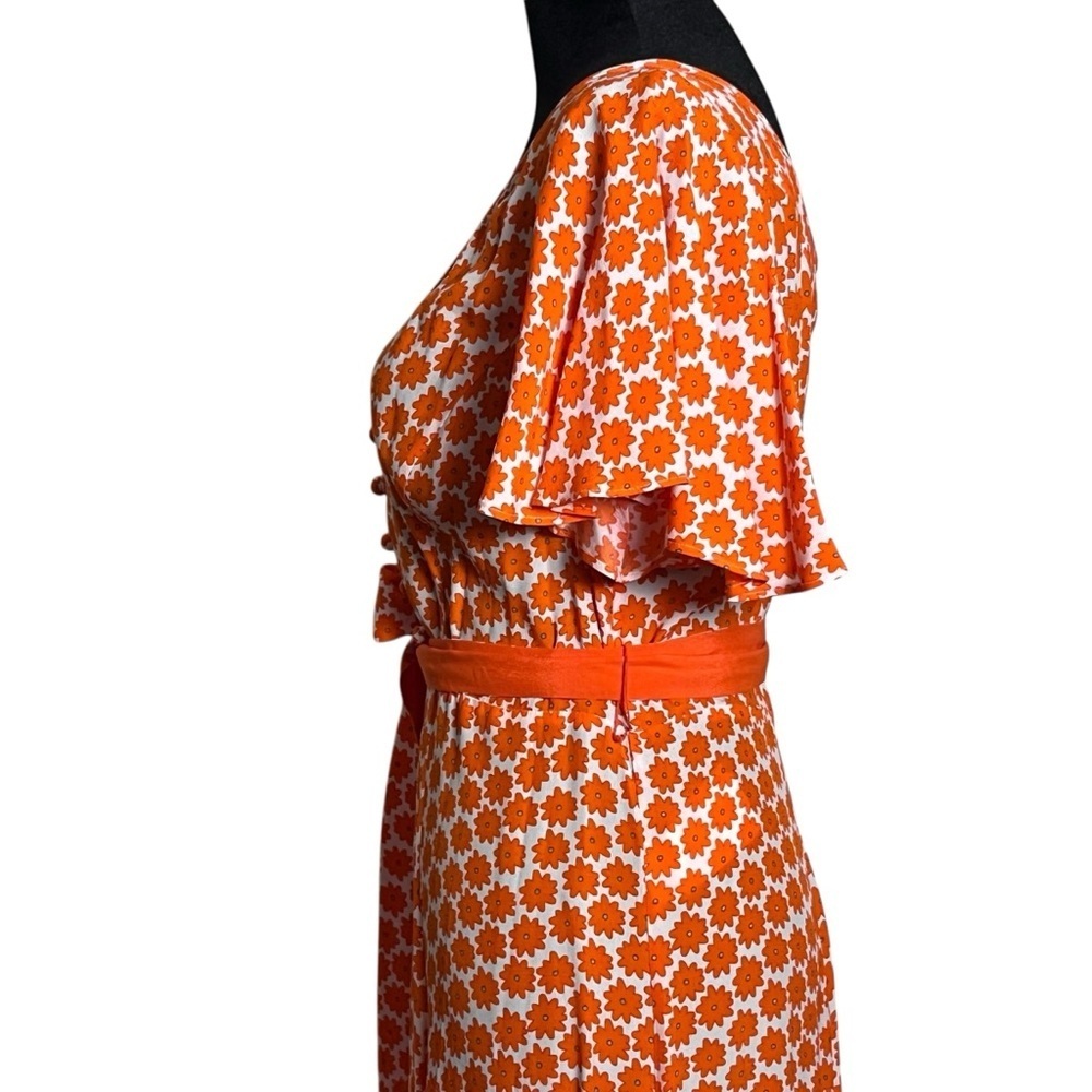 Diane Von Furstenberg Leila Daisy Dots Tiered Flutter Sleeve Midi Dress Sz. 6 - Picture 8 of 12